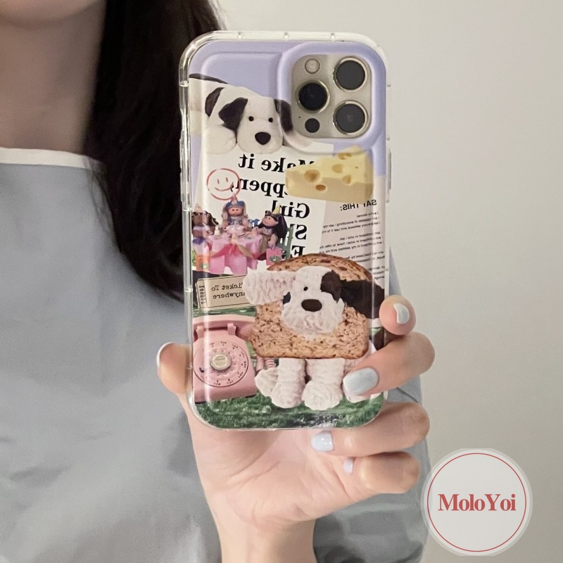 IPHONE Kreatif Case Kompatibel Untuk Iphone11 13 12 Pro Max 7Plus 8Plus 14 6 6s Plus Xr X Xs Max SE 2020 Lucu Kartun Klip Art Anjing Shockproof Airbag Lembut TPU Transparan Phone Cover