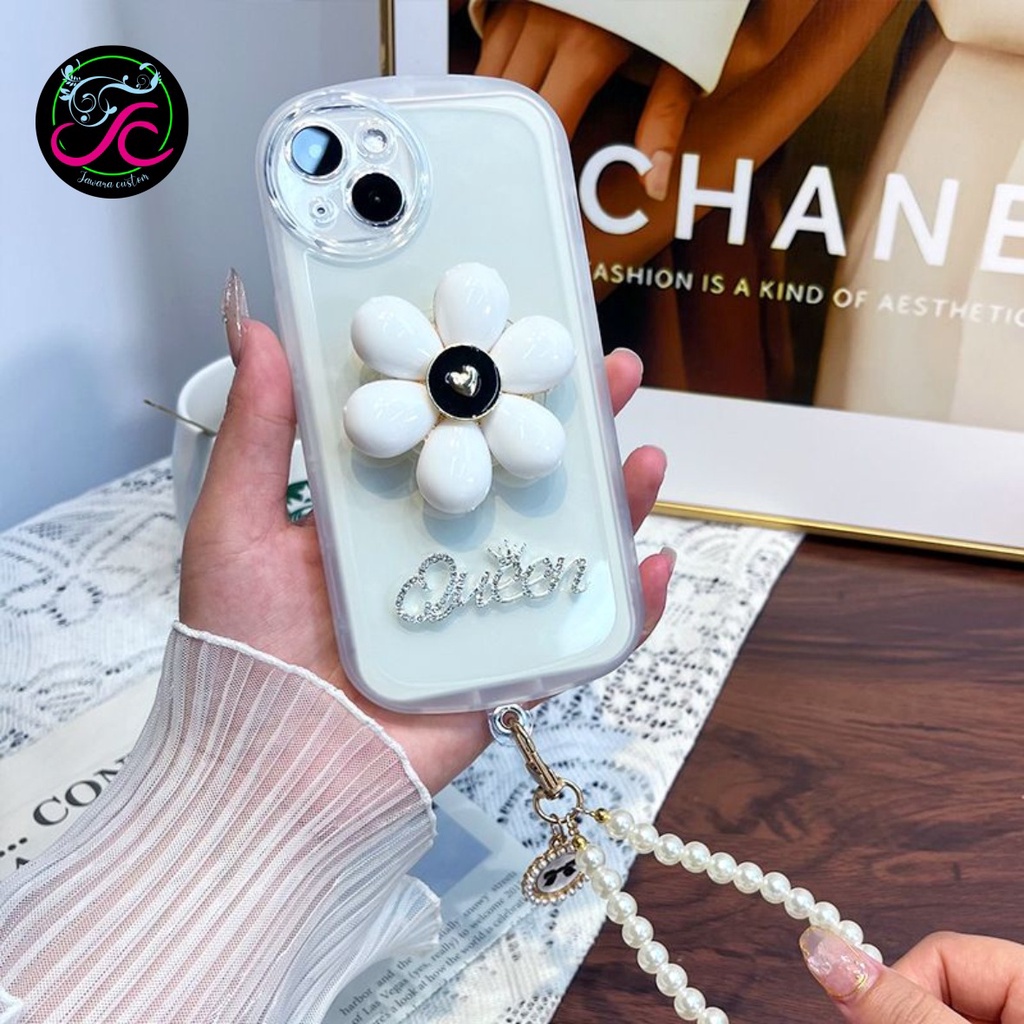GC12 SOFTCASE WAVY CLEAR POP FLOWER LANYARD FOR SAMSUNG J2 PRIME A02S A03S A03 CORE A04 A04E A04S A1
