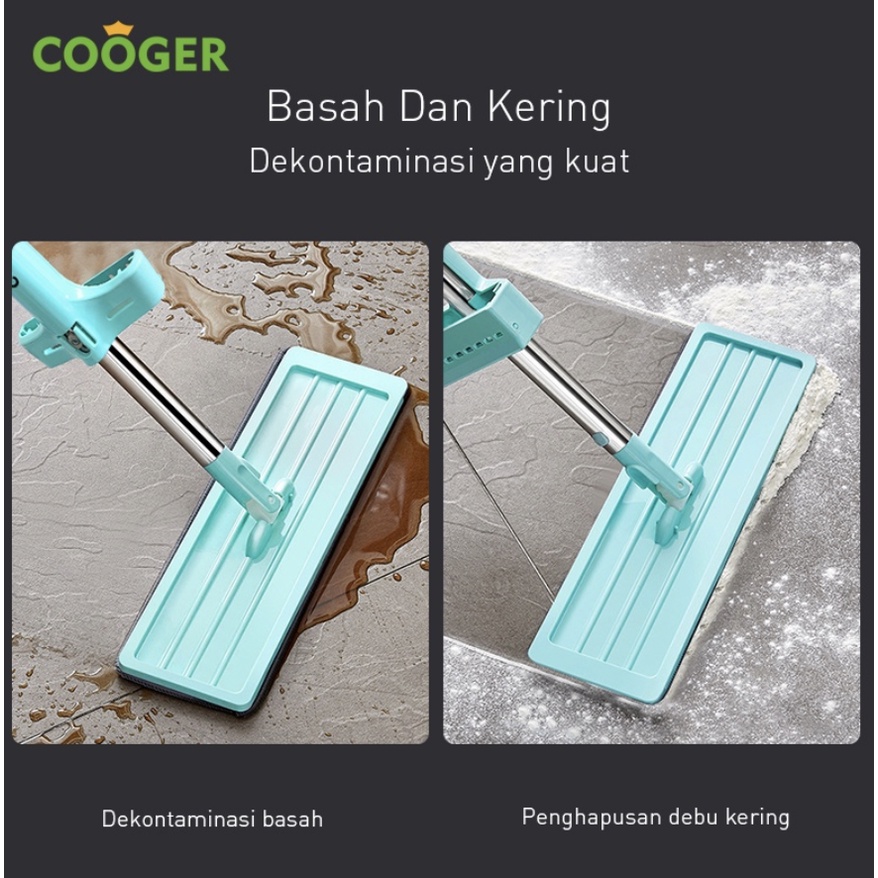 Ultra Green Standing Microfiber Mop Alat Pel Lantai Tarik Otomatis Dapat Berputar 360 Derajat dan Berdiri