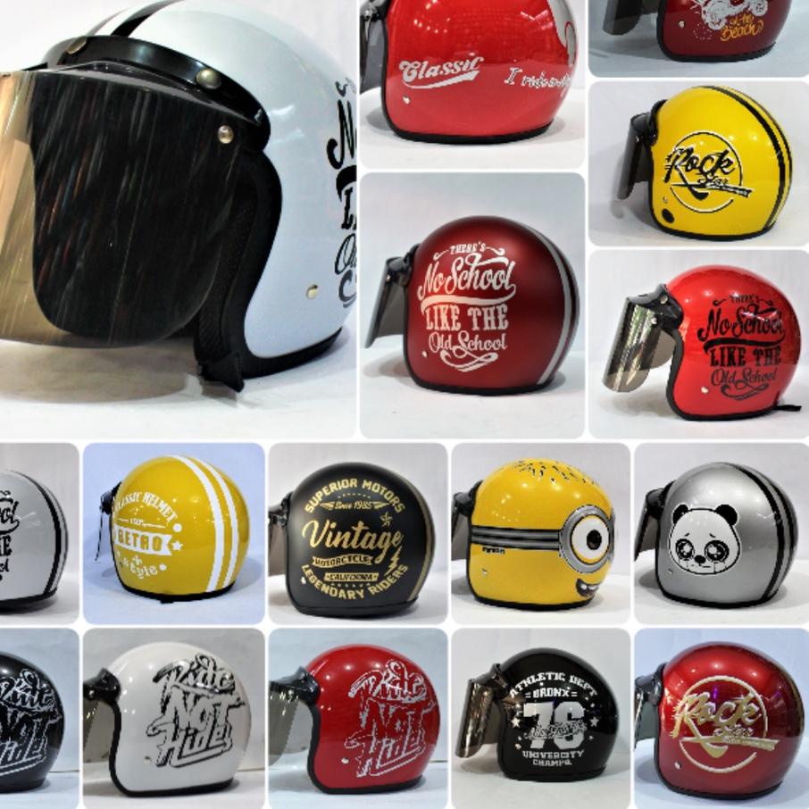 Promo Helm Bogo Motif Keren Cewek Cowok Dewasa Pria Dan Wanita Sni Terlaris Kaca Cembung Kaca Datar 