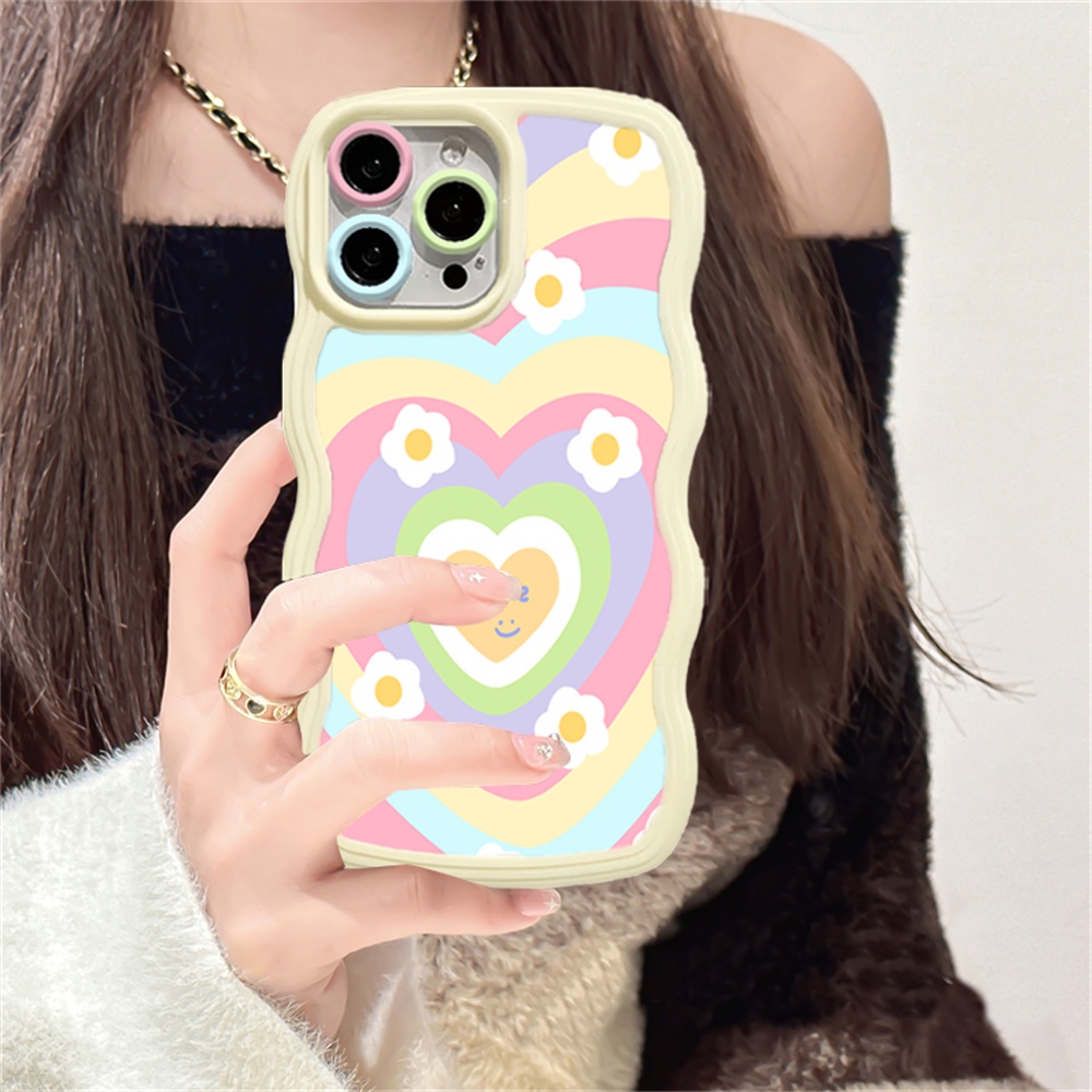 Case Realme 10 C35 C33 C30 C31 C21Y C25Y RealmeC11 2021 C15 C25 C17 C12 C3 C2 Realme 8i 7i 5 5i 6i 7 Pro Narzo 50A Prime Multi-coloure Jahitan Love Flower Creativity Cover