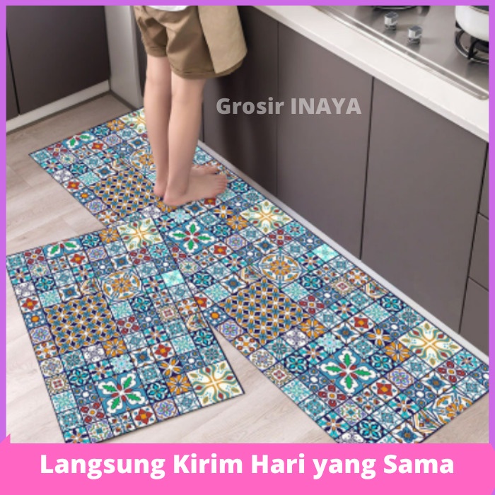 COD Keset Dapur Keset Lantai Door Mat Set 2in 1 Panjang Anti Slip Karakter - Keset 3