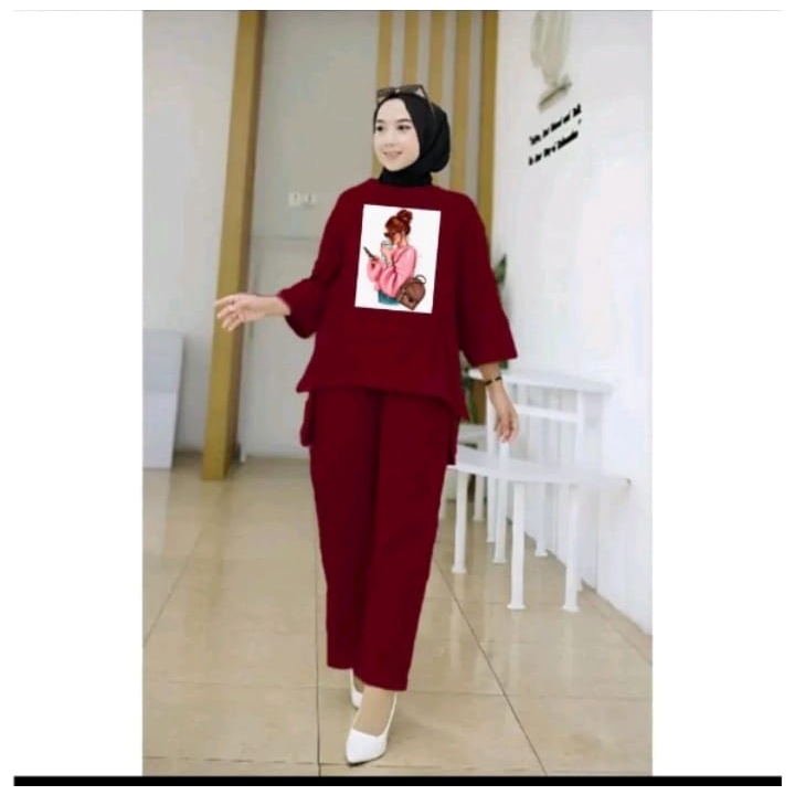 SETELAN ONE SET OVERSIZE WOMEN STYLE / WOMEN TOPI