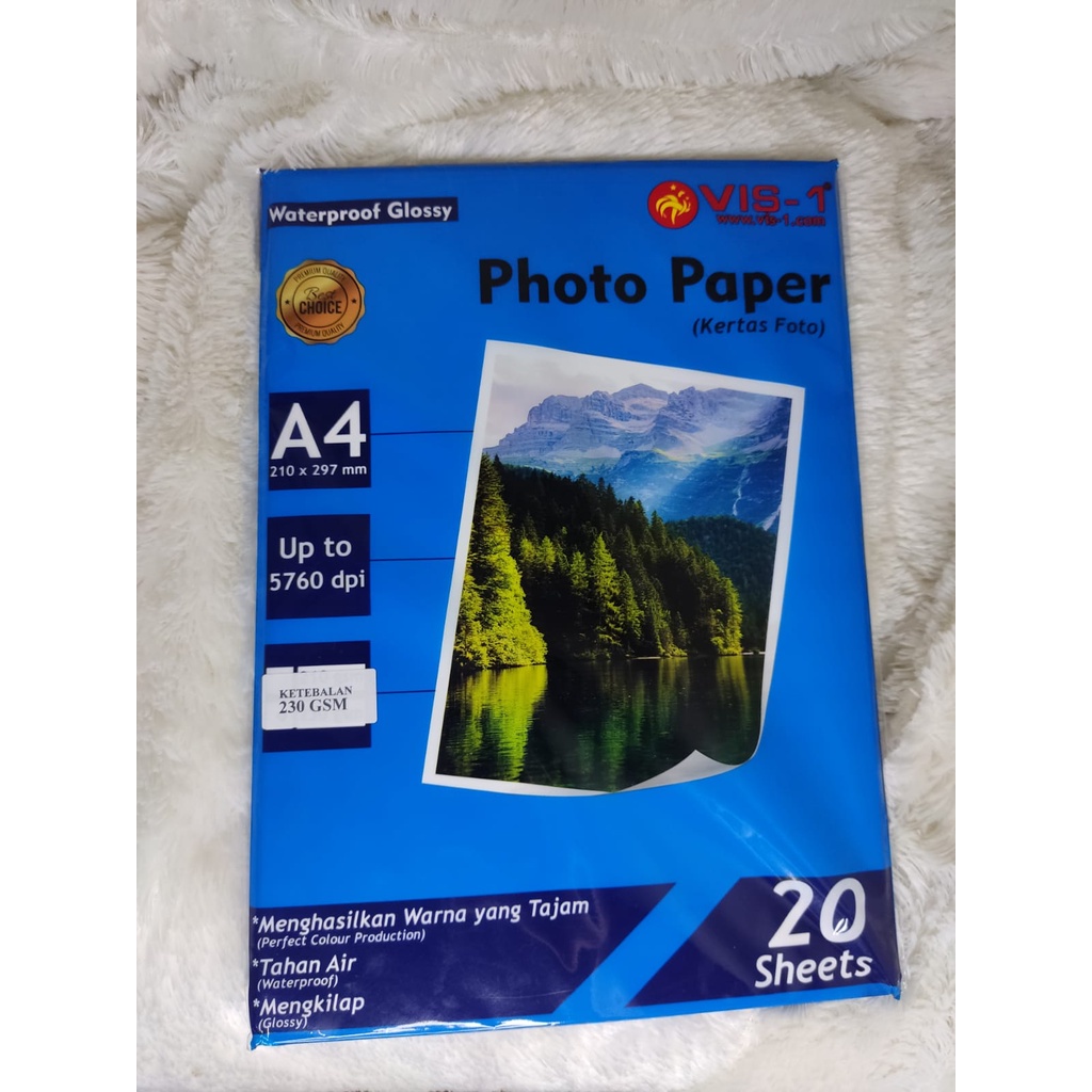 

VIS-1 Photo Paper Waterproof Glossy Uk. A4 ( 230 gsm )