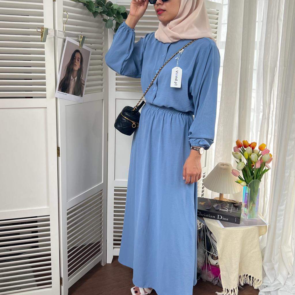 Setelan Maxi Fashion Casual Lengan Panjang / Atasan Tunik Wanita / Long Dress Cewek Korea E.38