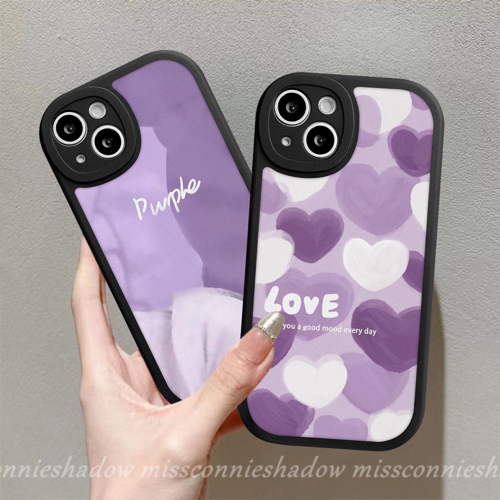 Redmi 10C 9A 9C 10 9T 9 10A Note 11 11s 10s 10Pro 8 9 9Pro 9s 11Pro+8Pro Mi 12 11 Lite 11T POCO X3 NFC Pro M3 Ins Purple Art Paint Pattern Lukisan Minyak Love Hati Tpu Sarung Soft Case