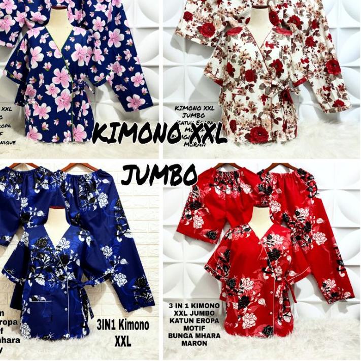 ✵ Piyama Kimono 3in1 Jumbo motif Bunga ☊