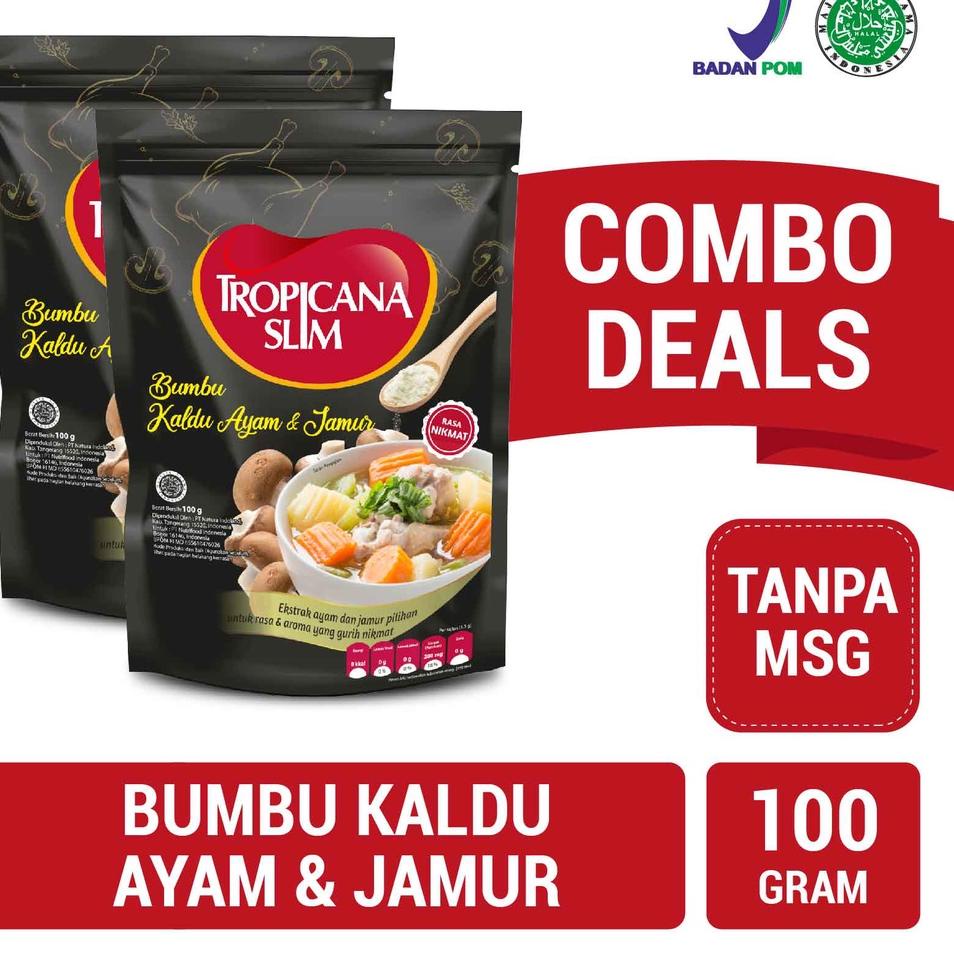 

☏ Twin Pack - Tropicana Slim Bumbu Kaldu Ayam dan r 100 gram - lebih rendah garam dan tanpa MSG ☼