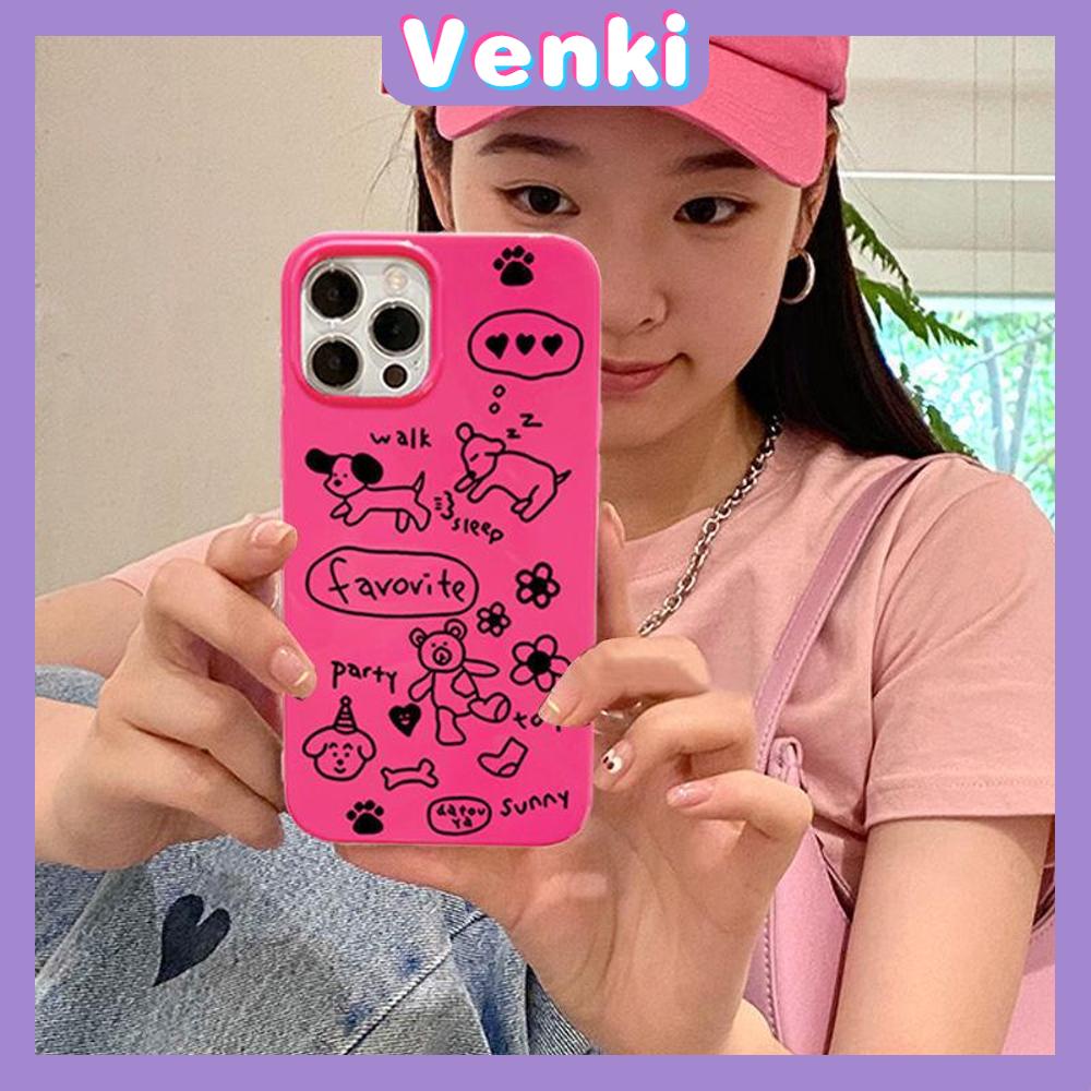 iPhone Case Soft TPU Glossy Pink Candy Case Cute Graffiti Dog Camera Protection Shockproof For iPhone 14 13 12 11 Pro Max 7 8 Plus X XR