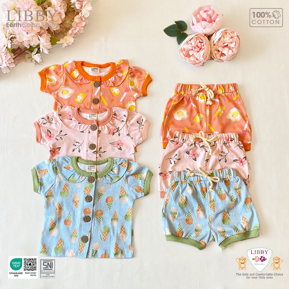 Libby Rocco Girl 0-2 Tahun Setelan Piyama Pendek Panjang Anak Perempuan / Collar Set Girl CBKS