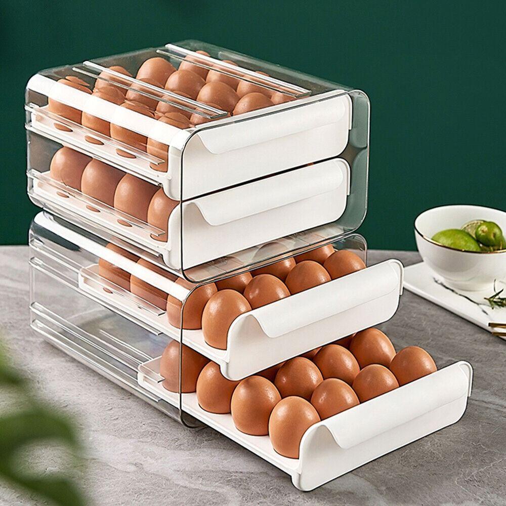 R-FLOWER Kotak Penyimpanan Telur Tempat Telur Plastik Egg Dispenser Kulkas Organizer