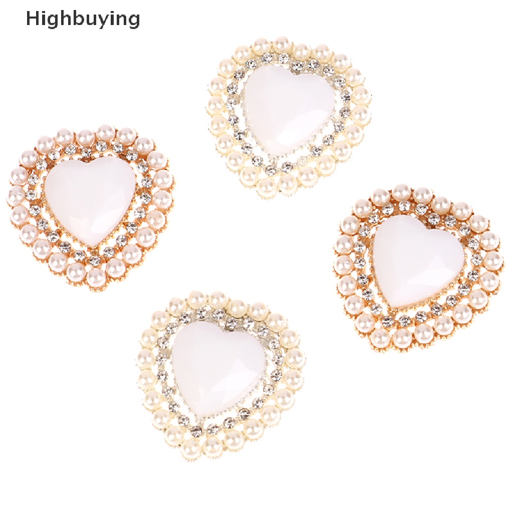 Hbid 10Pcs Bentuk Hati Mutiara Alloy Berlian Imitasi Flat Bottom Snap Decoration DIY Dress Dekorasi Aksesoris Glory