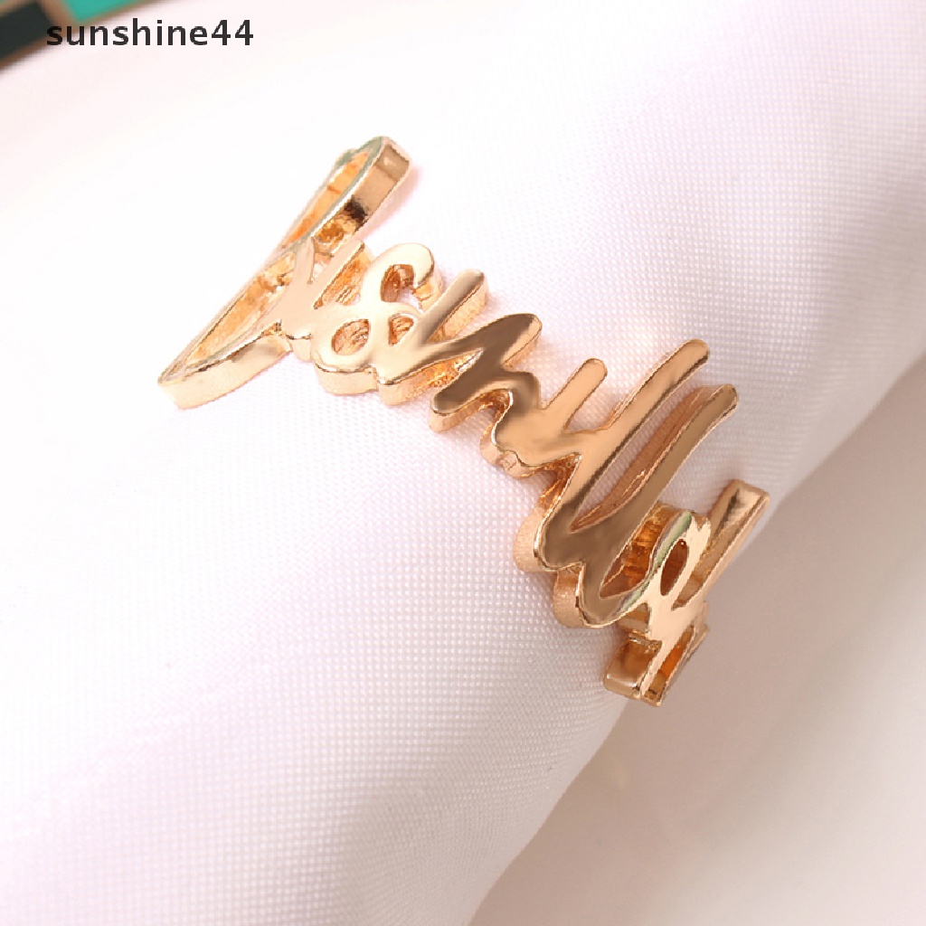 Sunshine 6Pcs Cincin Serbet Eid Mubarak Muslim Islam Ramadhan Kareem Alloy Napkin Gesper ID