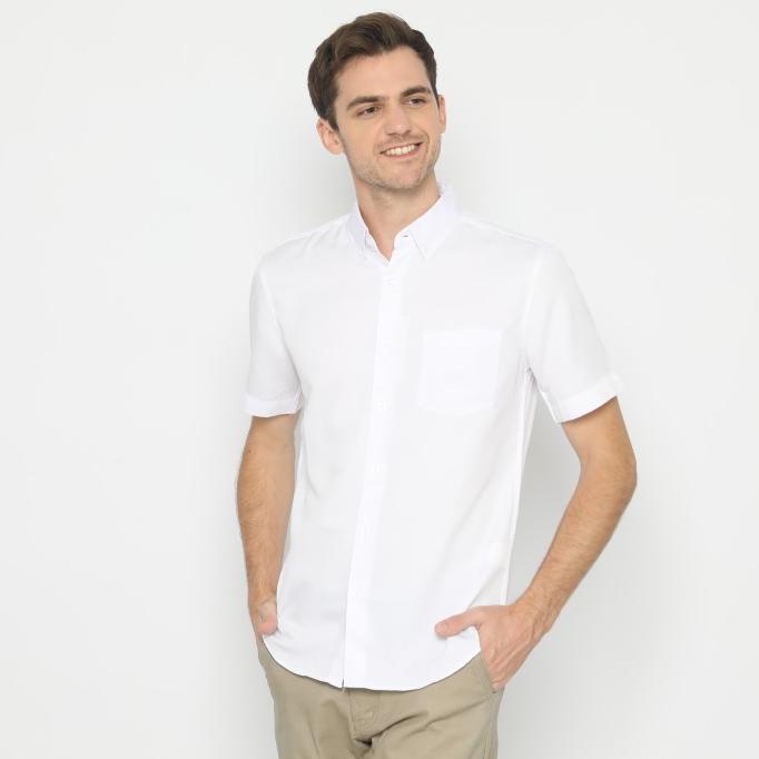 Platini Kemeja Polos Putih Pendek Polinosic 63014