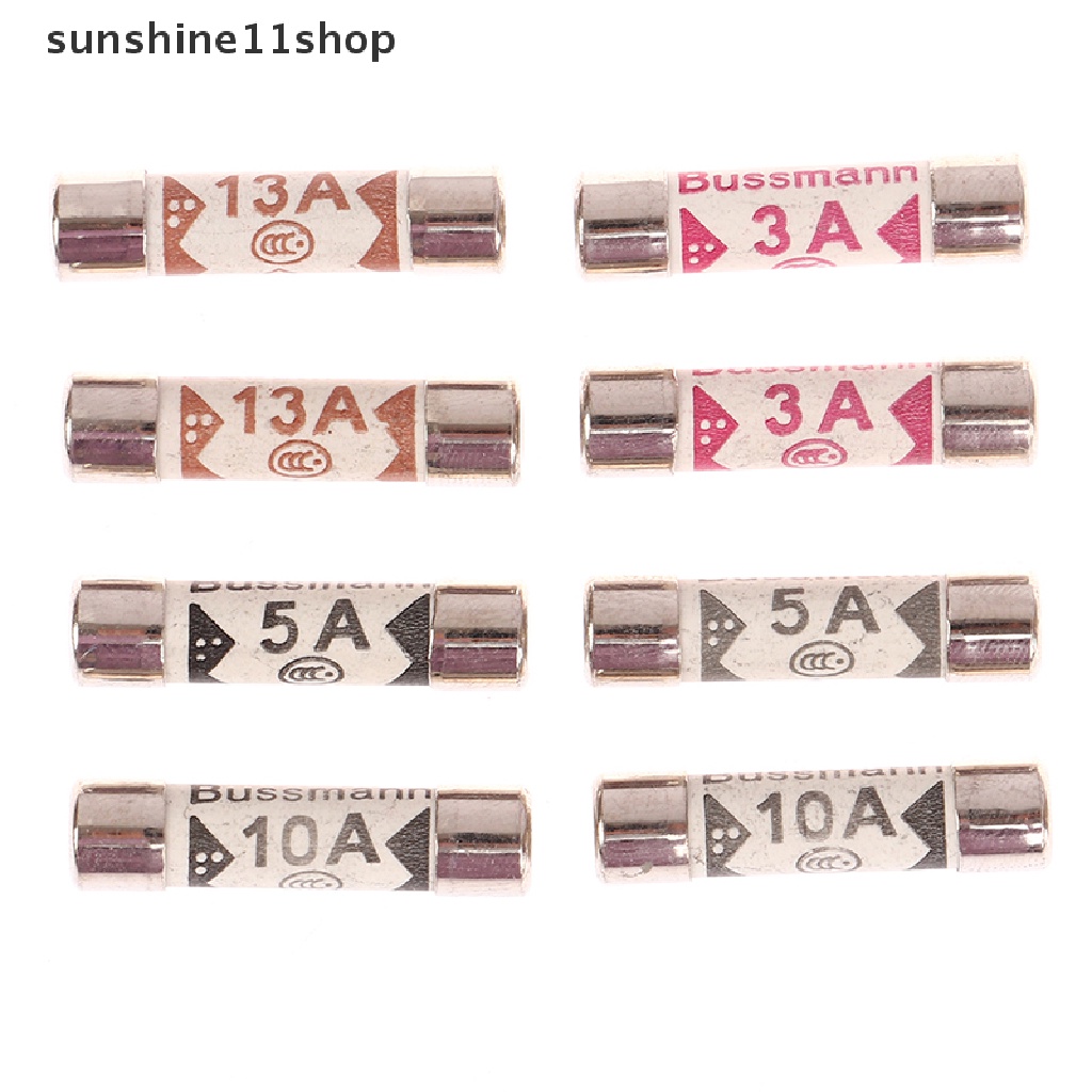 Sho 2PCS 6x25mm 3A/5A/10A/13A Plug Top Fuse Colokan Listrik Ceramic Fuse Tube N