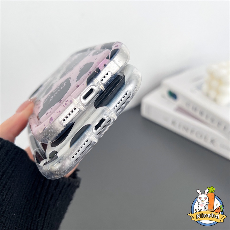 Casing Kompatibel Untuk iPhone14 13 12 11 Pro Max X Xr Xs Max 8 7 6 6s Plus SE 2020 Fashion Hitam Putih Pola Sapi Casing Ponsel Silikon Shockproof Airbag Soft Case Cover Pelindung