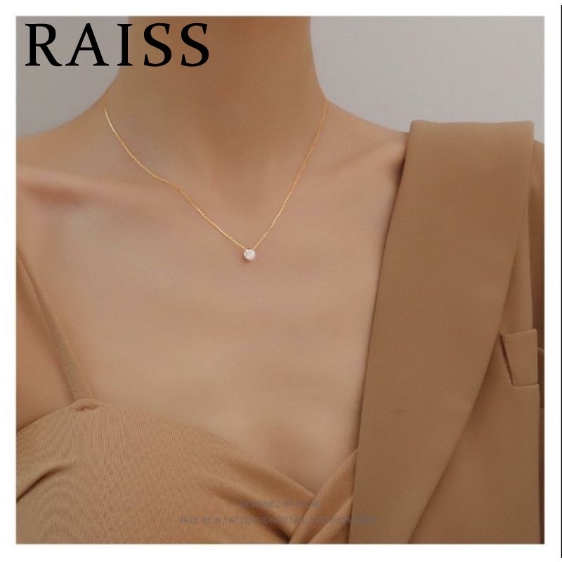 Kalung Titanium Anti Karat Berlian Tunggal Mewah Emas 18k Perhiasan Wanita Korea
