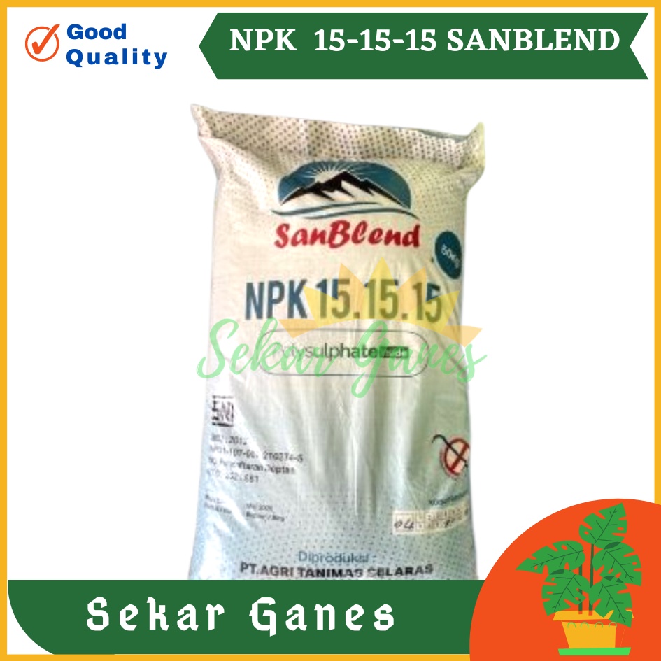 NPK SANBLEND 151515 Kemasan 1kg 500gr Bentuk Butiran Compact