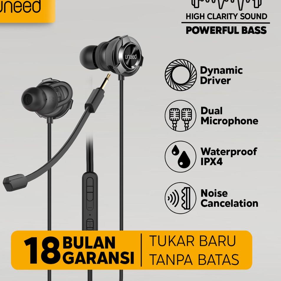 ➣ UNEED In-Ear Gaming Earphone with Dual Microphone Wired - UEP131N ➶