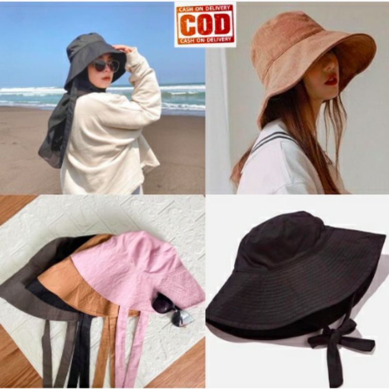 WIDE BUCKET HAT / BUCKET HAT PANTAI SELEBGRAM REMAJA DEWASA