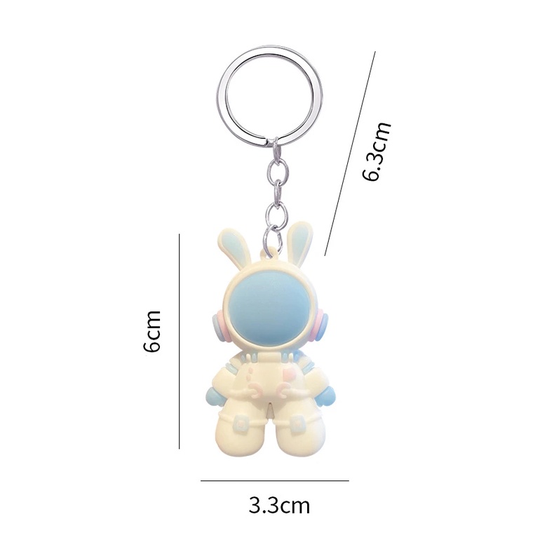 3d Space Rabbit Key Chain Resin Karet Lembut Bunny Doll Keyring Bag Charm Liontin Pink Biru Pasangan Gantungan Kunci Untuk Wanita Anak