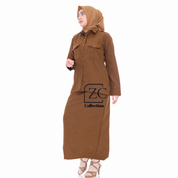 ✨LARIS✨ -Seragam Pns Wanita Khaki tua rok pns wanita setelan pns baju pns pns - Khaki Tua, S- 1.2.23