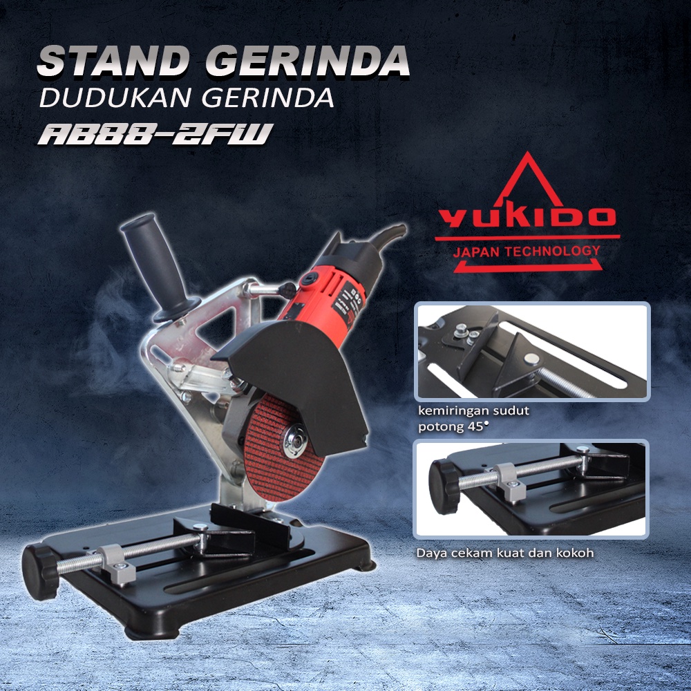 YUKIDO Angle Grinder Stand Holder Heavy Duty Dudukan Gerinda Tangan Menjadi Mesin Cutt Off Wheell MITRA BERSAUDARA 88 Sedia juga bor tangan listrik/kunci 1set lengkap/bor baterai/gerinda/serut ketam/cat/mata bor/mesin las/impact pembuka baut/chainsaw