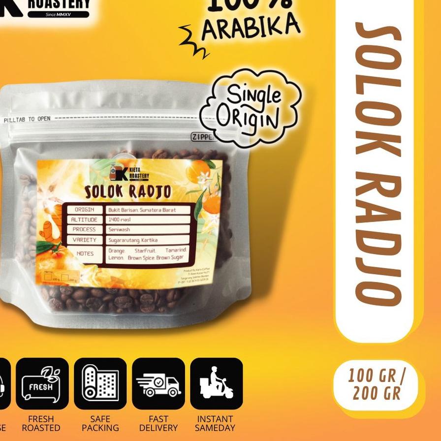 

➴ Biji Kopi Arabika Solok Radjo Premium 250gr kieta coffee ➣