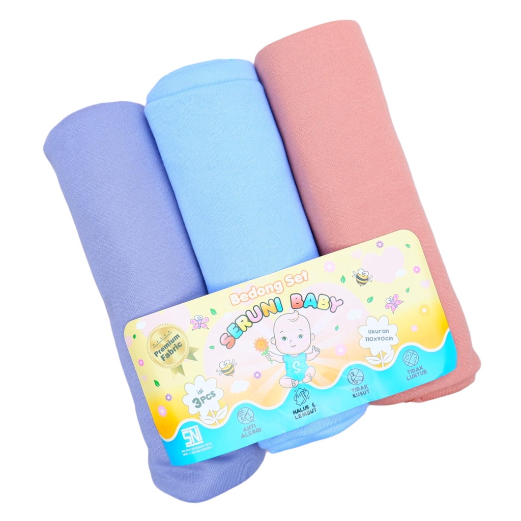 (BDG001)ISI 3PCS BEDONG BAYI SNI PREMIUM JUMBO 90 X 110 BAHAN KAOS VARIANT MOTIF