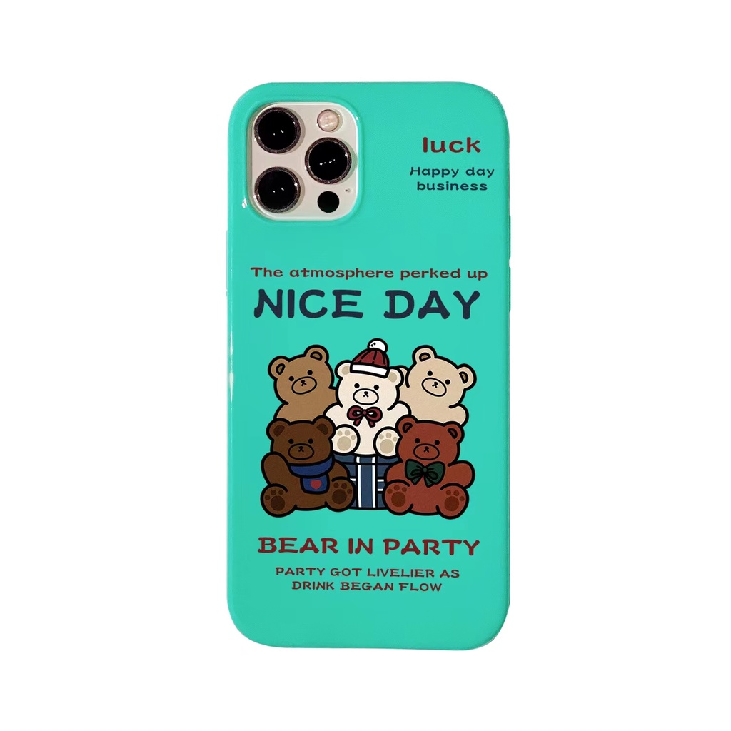 IPHONE Ins Pola Beruang Cocok Untuk Iphone14 14pro 14plus 13 13mini 13pro 13prm iPhone12 7Plus 8Plus Xr XS 13 12mini Pro Max Empat Sudut Casing Ponsel Tahan Guncangan