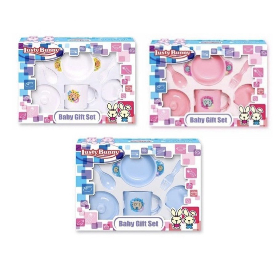 LB1424 Lusty Bunny 6in1 Feeding Baby Gift Set Peralatan Makan Bayi Aman BPA Free