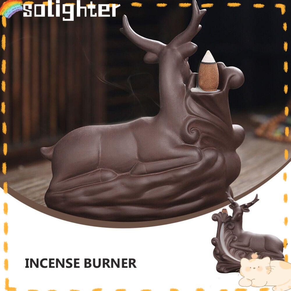 Solighter Backflow Incense Burner Ornamen Meditasi Kreatif Keramik Tempat Dupa