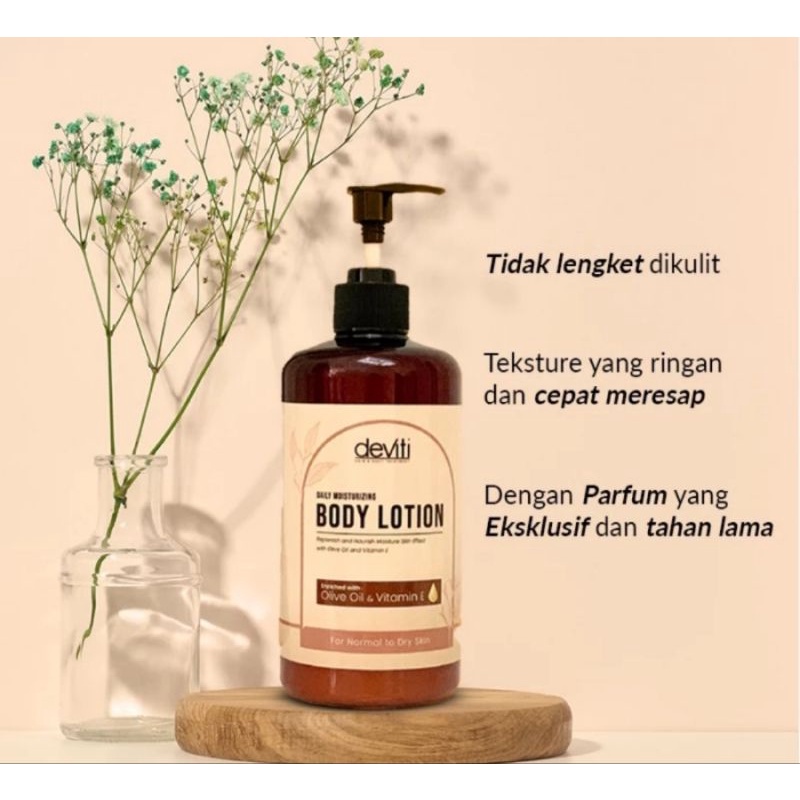 DEVITI Body Lotion Botol Pump 500ml Olive Oil Vitamin E Kulit Kering