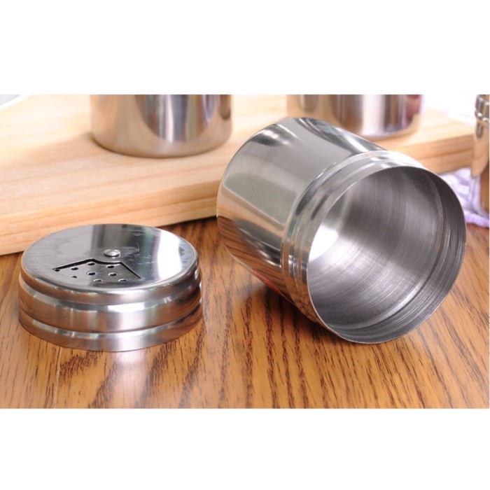 Tempat Bumbu Dapur Bubuk Tabur Stainless Steel Garam Merica Gula TB04