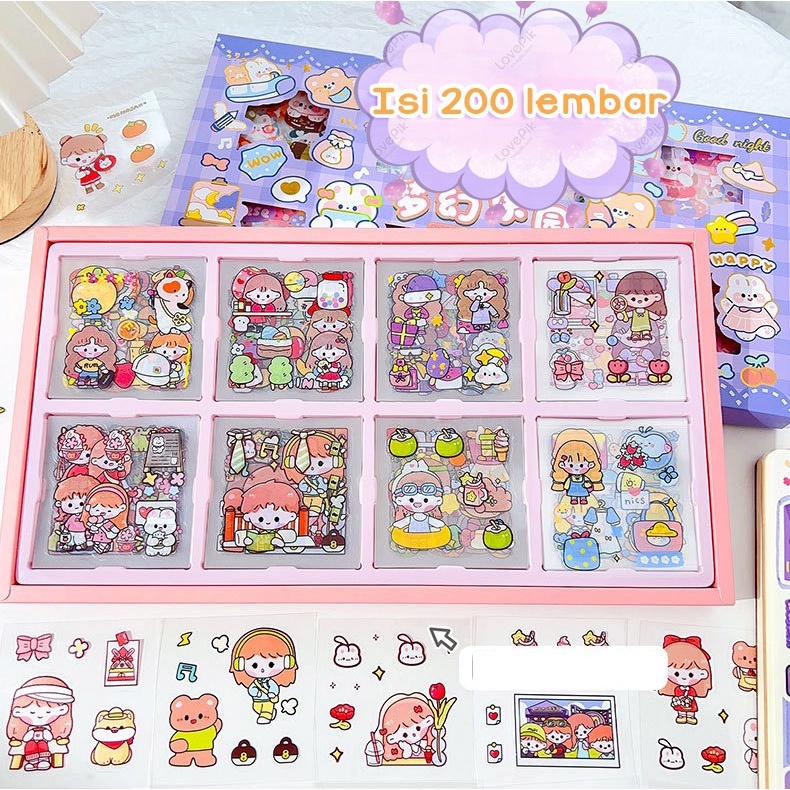 Isi 200 Lembar Sticker Deco Aesthetic Lucu Momo Stiker Anti Air Tumblr DIY Hp Stiker Motif Kartun Lucu ala Korea Dekorasi Buku Diary Memo Journal Catatan Harian Anak Sekolah Alat Tulis Bahan Stiker Transparant Bisa Untuk Kado Ulang Tahun @banyak