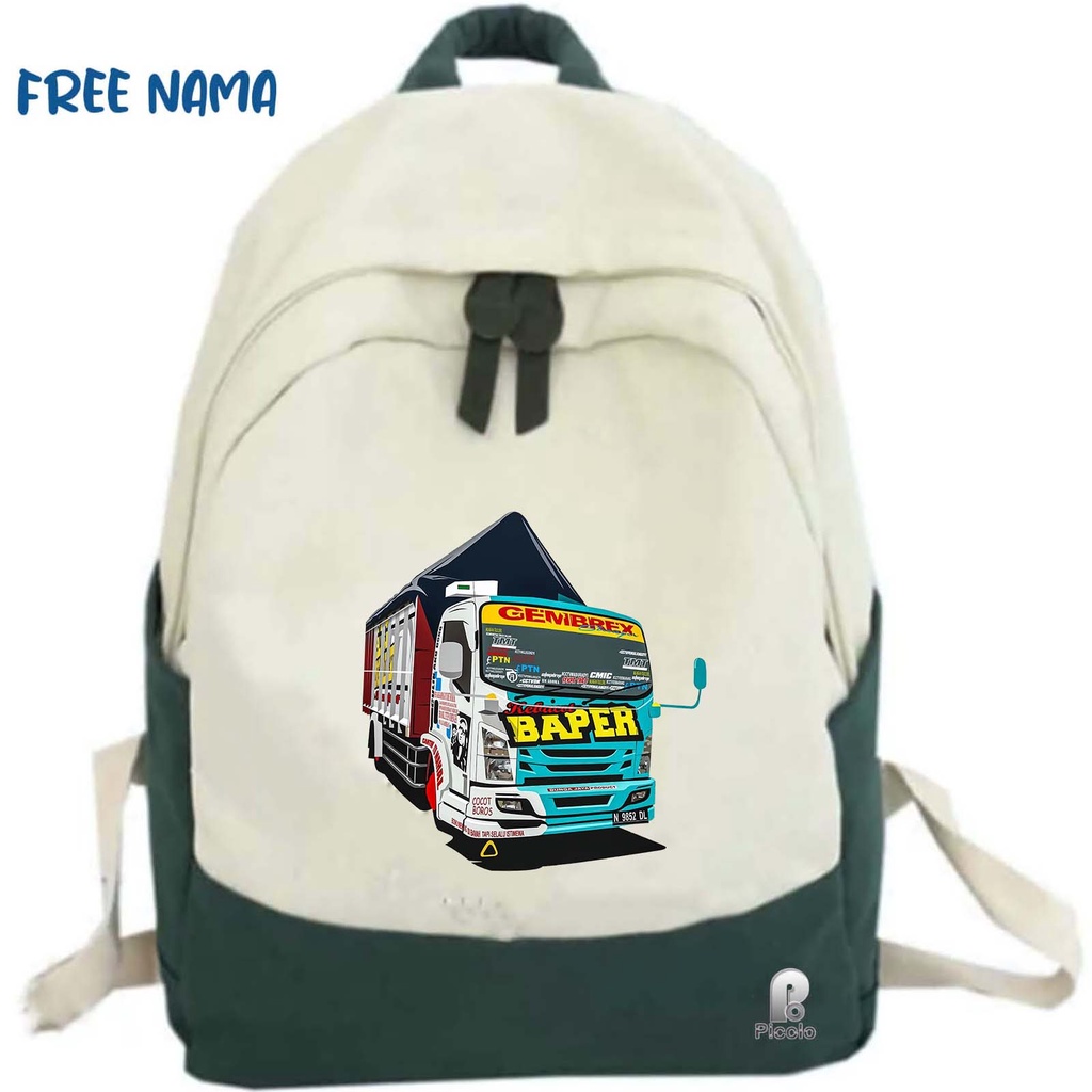 TAS RANSEL BACKPACK ANAK SEKOLAH MOTIF TRUCK OLENG UNISEX (FREE NAMA)