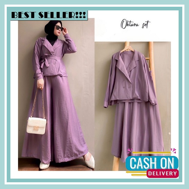 Hot Sell.. Ramdan Official 015 Milly Setelan Tunik Dan Celana One Set Kekinian Matt Rayon Crinkle Pr