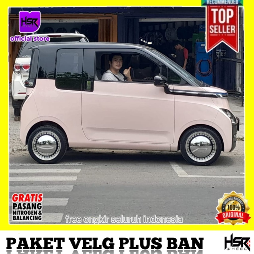 Paket Pelek Velg Dan Ban Mobil WULING AIR EV Ring 14 r14 VELG HSR mirror 4x100 bmf