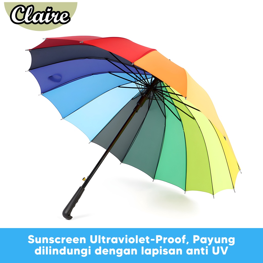 Payung Pelangi 16 Jari Rainbow Umbrella Jumbo / Payung Warna