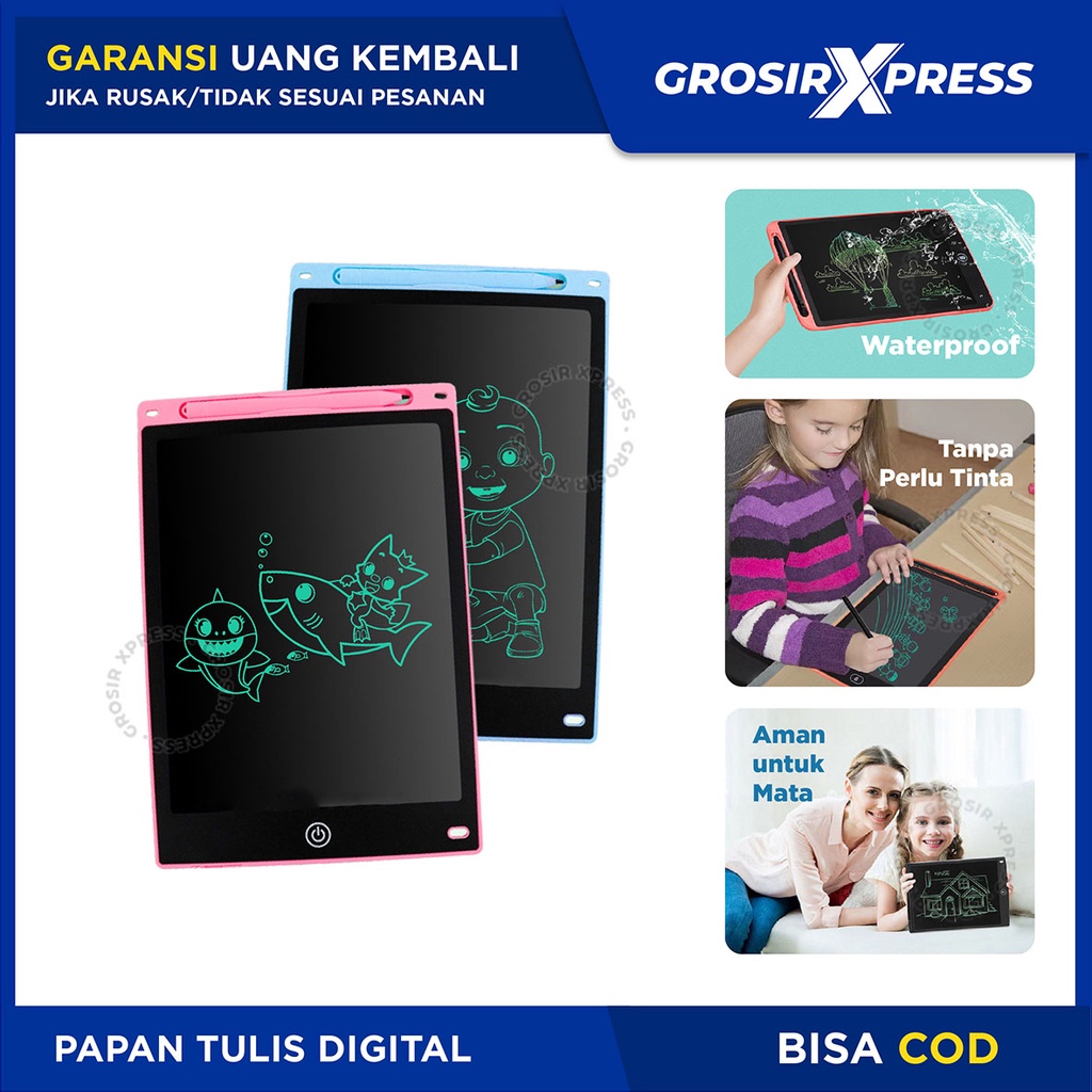 LCD Writing Tablet 8.5 Inch Papan Tulis Led Board Digital Pencil Drawing Pad Portable Tab Mainan Anak Untuk Menulis Gambar Tombol Hapus Otomatis Anti Ribet| GROSIRXPRESS