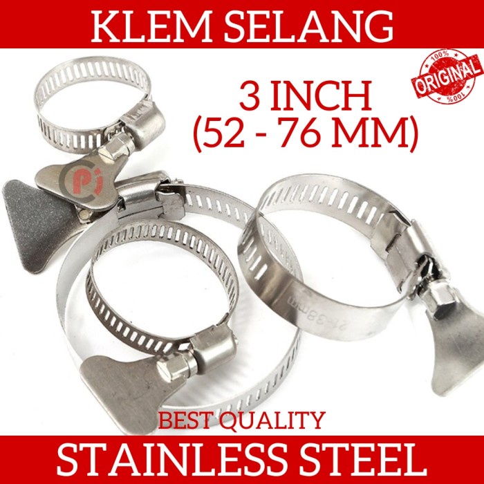 Hose Clamp Klem Selang 3 inch Inci 52 sd 76 mm Model Kuping SS