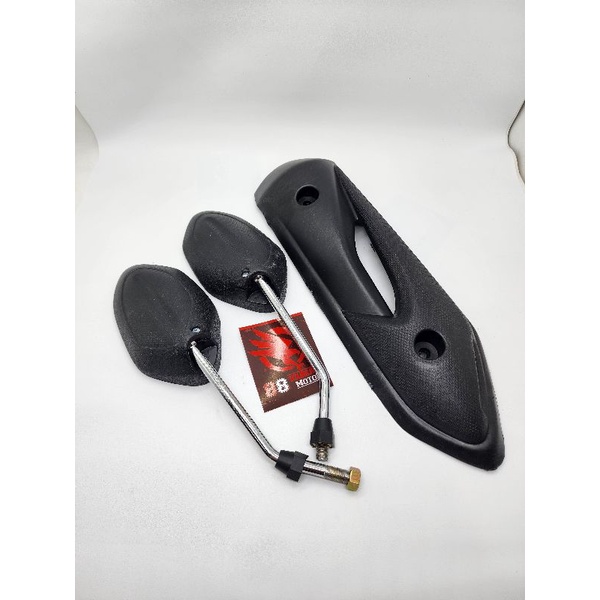 Paket Spion Beat + Cover Knalpot Honda Beat Karbu - Beat Lama - Beat Old - Tameng Knalpot Honda Beat Karbu - Pelindung Knalpot Honda Beat