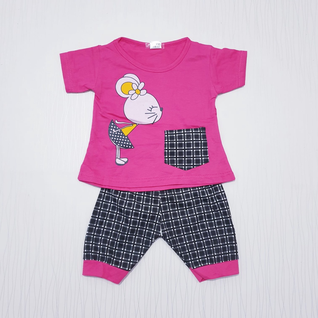 COD baju baby alicia setelan anak perempuan celana joger katun kartun mickey pakaian bayi