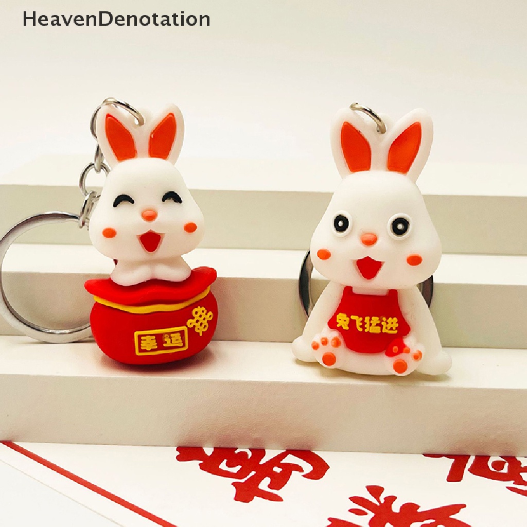 [HeavenDenotation] 2023tahun Baru Kelinci Gantungan Kunci Kartun Fortune Rabbit KeyChain Car Key Chain Ring Mahasiswa Pasangan Tas Liontin HDV