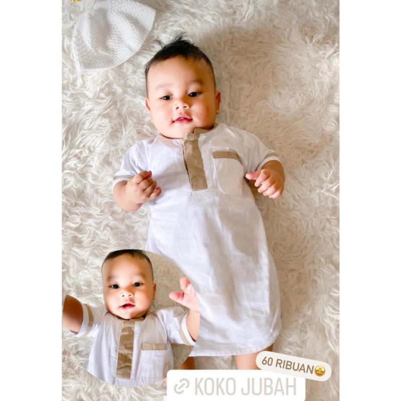 [0-2th] Gamis koko Jubah Arab Anak premium free peci rajut SNI bahan linen import | Koko Bayi Aqiqah | Qomis komis baby balita | Baju muslim bayi aqiqah model koko gamis pakistan