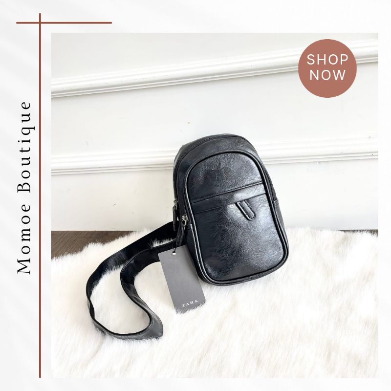 Tas Selempang Pria Zara Man Leather Sling Bag ZZ811