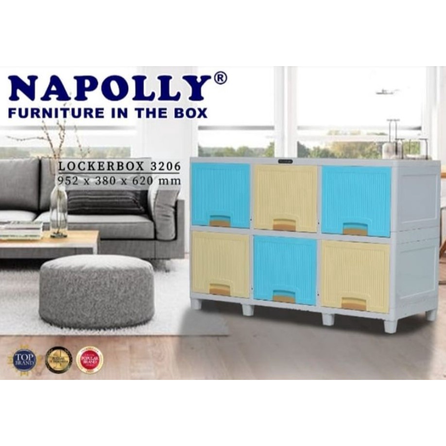 (Instant)Lemari Serbaguna Locker Box Plastik Napolly Susun 2/Susun 3 | 6 Pintu/9Pintu | Napolly Lock
