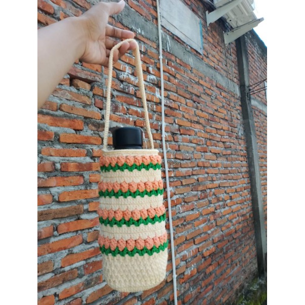 Tas Sarung Botol Minum /Tas Sarung Botol Minum Lucu /Tas Termos Rajut /Tas Rajut Sarung Botol