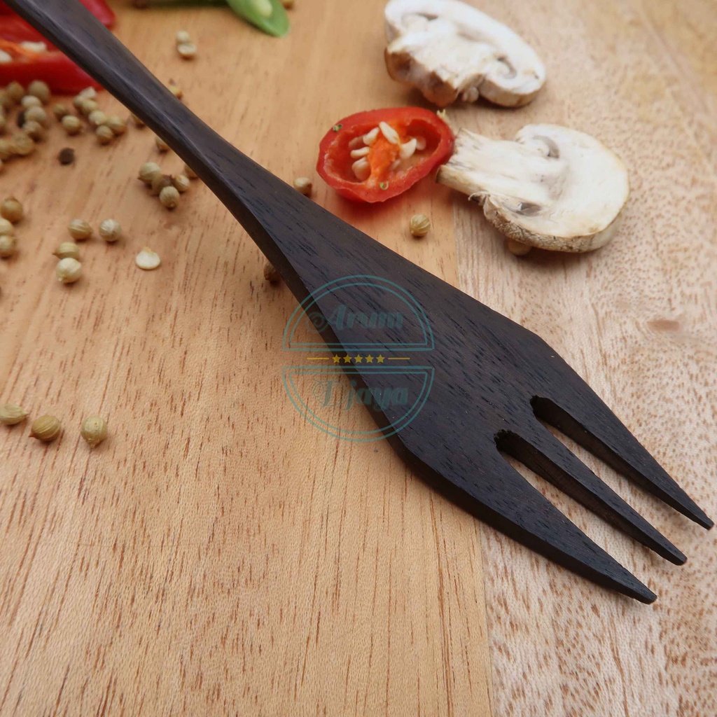 Wood Fork Garpu Buah Panjang Garpu Buah Kayu Server Set Kitchen Cooking Utensil