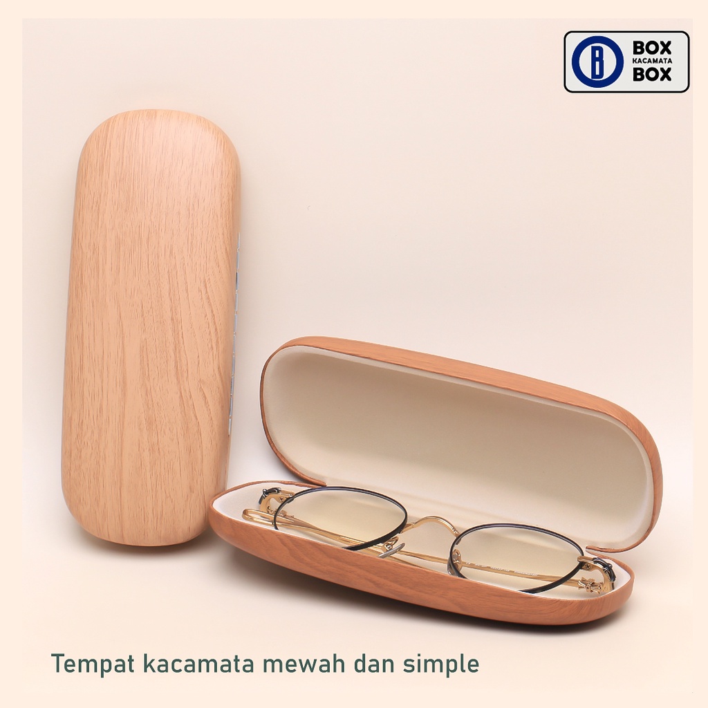 Tempat Kacamata Hard Case / Box Kacamata Cepuk Magnet Motif Serat Kayu Kokoh / Tempat Kacamata A3